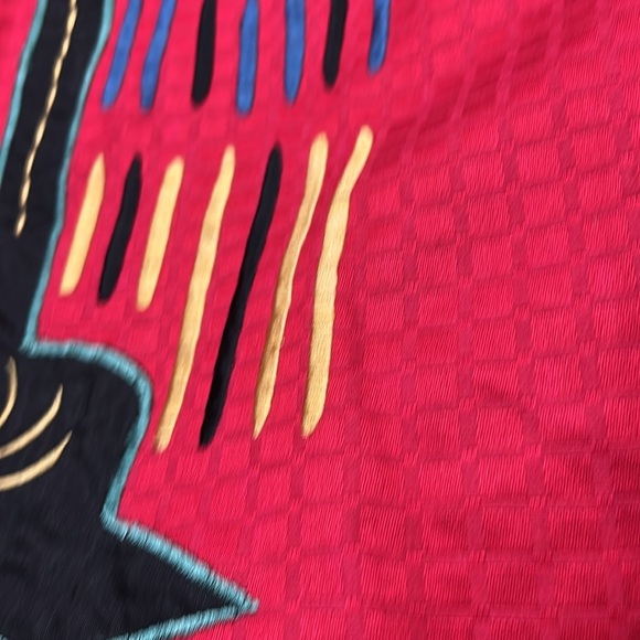 Maggie Barnes RED BIRD artsy button up BLAZER Art to wear,TOTEM pole shapes 3XL - Picture 13 of 16